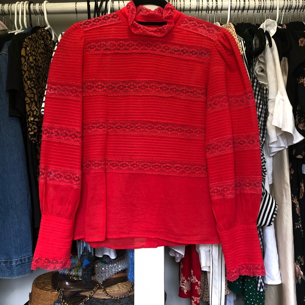 Isabel Marant red lace top